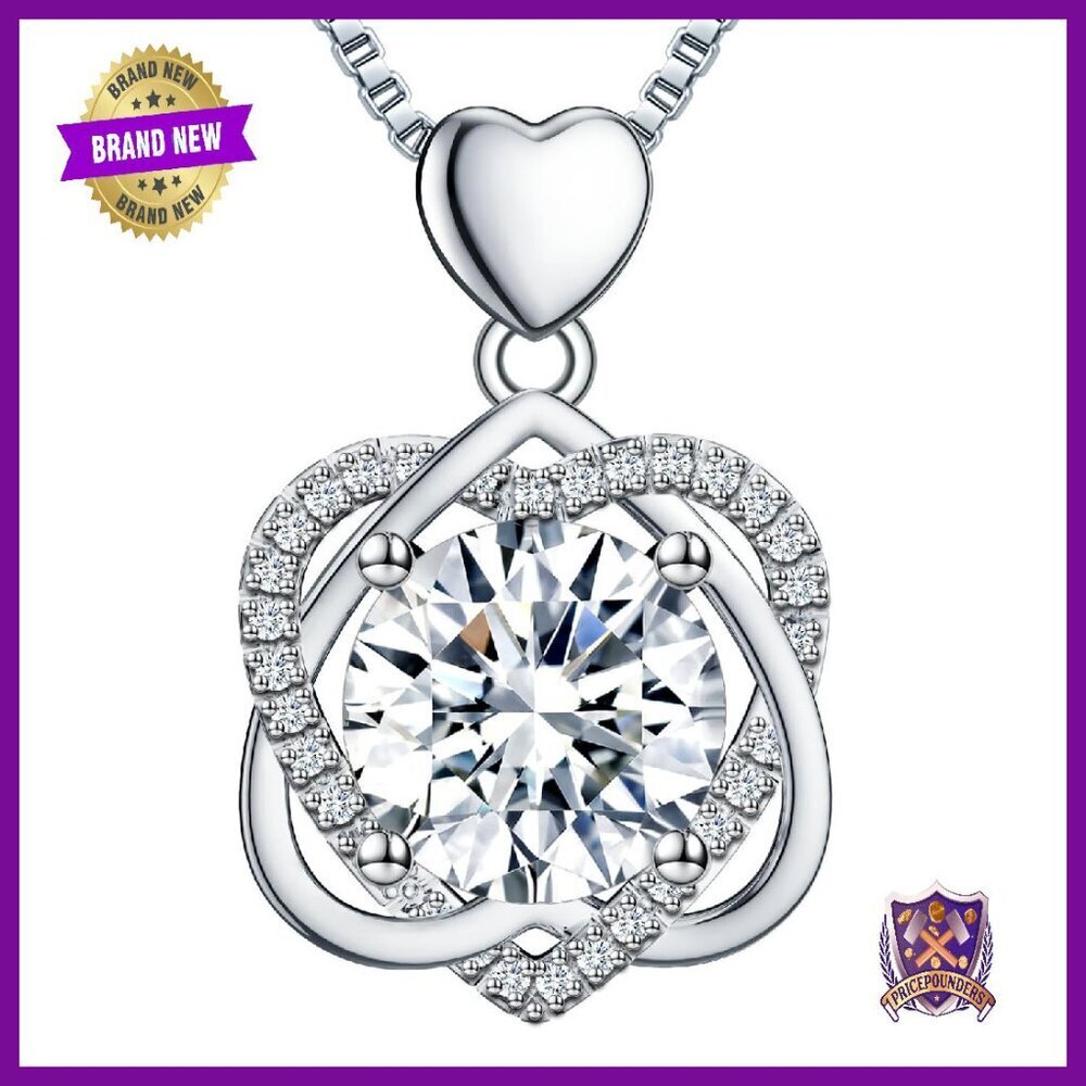3 Carat Moissanite Sterling Silver Infinity Heart Pendant Necklace
